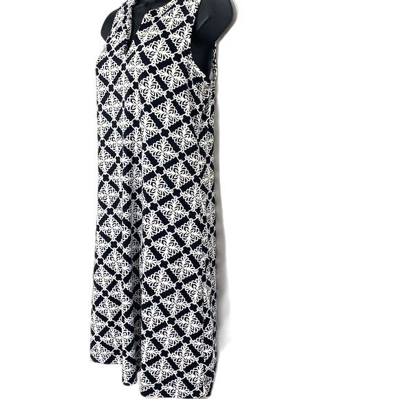 LULU’S Sleeveless Patterned Tile Print Dress Navy Blue White Size XSMALL - Picture 4 of 10